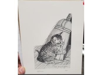 Limited Edition Print ' Broom Kitty' Signed By Artist Cheryl A Harris #18/275 With COA