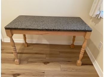 Lovely Grey Marble Top Table With Pine Base - Great Set Of Turned Legs