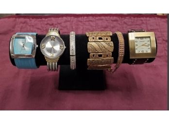 Three Pretty Wristwatches & Three Bracelets