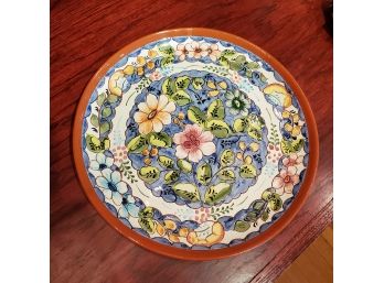 Lovely Floral Serving Plate Cheerfully Hand Painted In Portugal