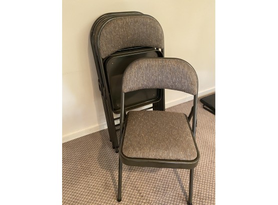 MECO FOUR Metal Upholstered Folding Graphite Chairs