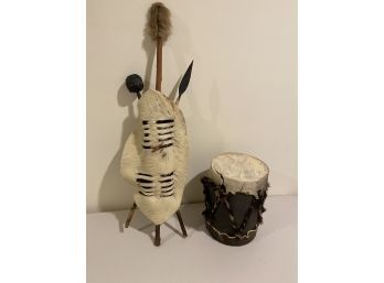 A Decorative Hand Made  Drum And Shield
