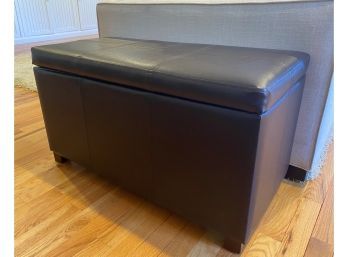 Faux  Leather Brown  Storage Bench - 32'w X 15'd X 18'h