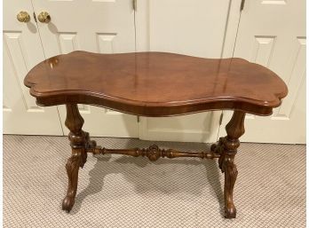 An Antique Carved Foyer / Entry Hall Table With Brass Wheels - 48'w X 24'd X 29'h