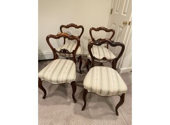 Four Antique Victorian  Upholstered Carved Dining Chair - 18' X 17' X 32'