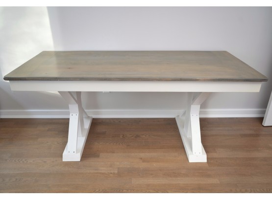 Gray Top White Washed Trestle Table