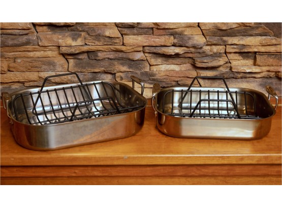 Two Roasting Pans With Racks