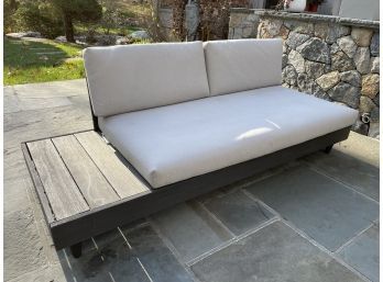 West Elm Modern Outdoor Couch With Attached Side Table