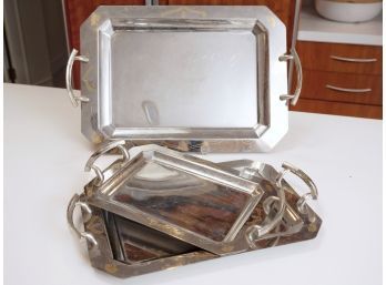 Three Silver Plate Serving Trays