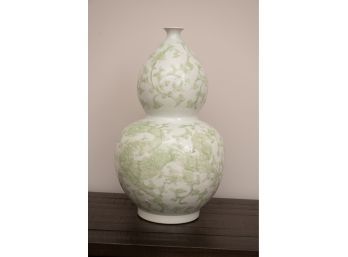 Green & White Asian Vase