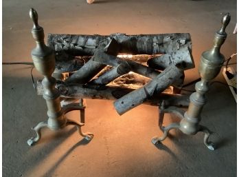 Vintage AndIrons And Realistic Electric Fire