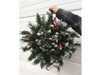 Beautiful Hanging Artificial Evergreen Christmas Ball White Lights