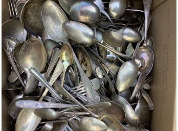Vintage 20lbs Of Silver-plated Flatware