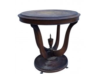 Fabulous Art Deco Round Table With Metal Feet