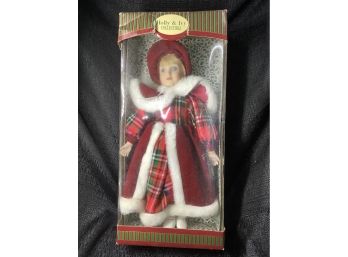 Holly  And Ivy Collectible Christmas Doll New In Box Display Stand Included