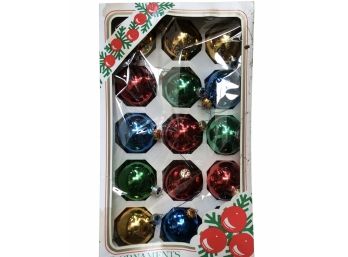 15 Vintage Glass Ornaments In Box As Pictured