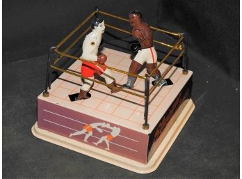 Tin Litho Boxers And Boxing Ring Wind Up Toy