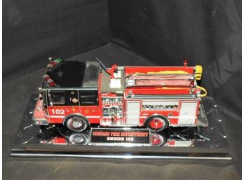Large Code 3 Diecast Fire Engine On Diamond Chrome Stand Great Detail
