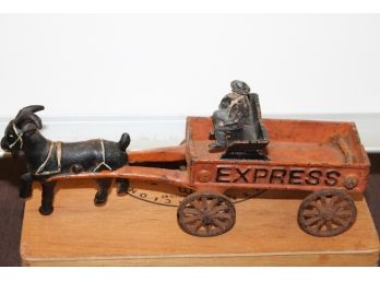 Cast Iron Express Goat Wagon Toy With Driver