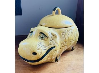 Vintage Doranne Of California, Smiling Yellow Hippo Cookie Jar