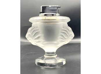 Vintage Lalique Frosted Crystal Tete De Lion Lighter