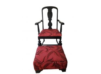 Black And Red Chair With Ottoman