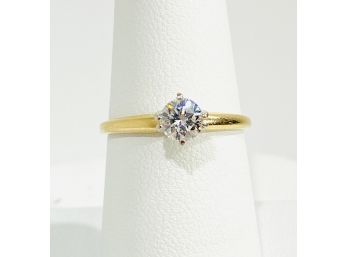 Vintage 14K Yellow Gold Diamond Solitaire Ring