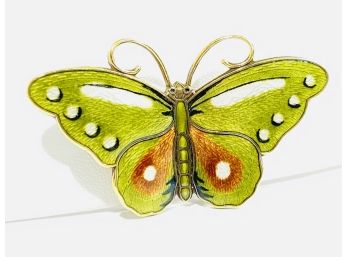 Spectacular Sterling Silver & Enamel Butterfly Pin  -  Hroar Prydz  - Norway -