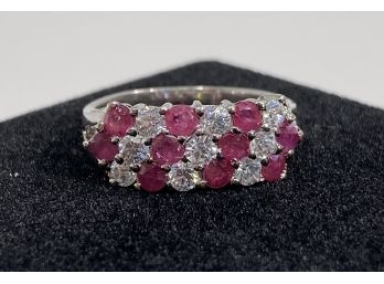 Beautiful Sterling Silver , Ruby & White Sapphire Ring