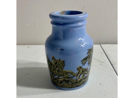 19th C. Prattware Pottery Vase With Hunting Scene