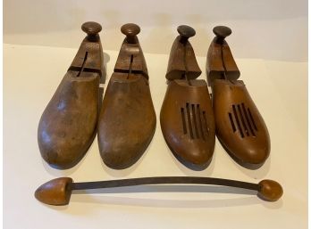 Wooden Shoe Trees, Two Pair And A Stretcher