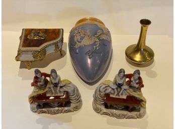 Made In Japan Lot - Music Box, Figural Groupings, Vases