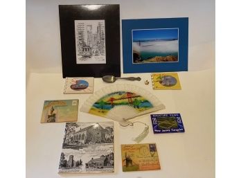 Souvenir Lot - Postcards, Don Davey Print, Trivet, PS New Hampshire Spoon