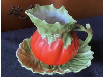 Royal Bayreuth Tomato Pitcher & Lettuce Leaf Under Plate