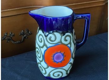 Colorful Pottery Pitcher Signed Bern