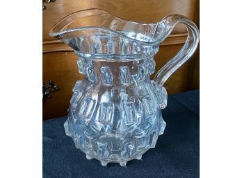 Antique Flint Glass Water Pitcher - Cleat Pattern