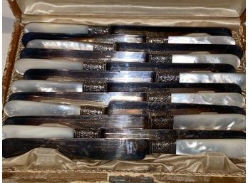 J. Russell & Co. 1834 Silver & Mother Of Pearl Dinner Knives (12)