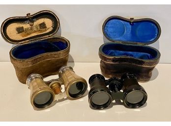 Two Pair Opera Glasses In Cases - One Lemaire Fab't Paris