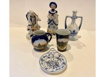 German Blue & White Porcelain Lot (6)