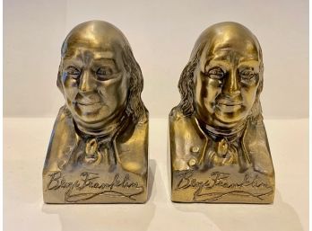 Pair Of Bronzed Ben Franklin Bookends