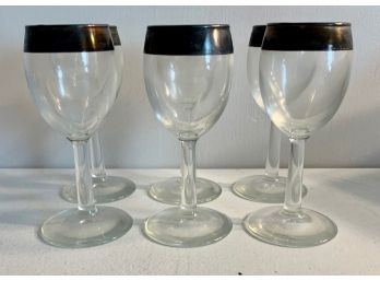 Wine Glasses With Silver Rims (6)