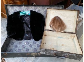 Fur Coat, Mink Hat, Shallow Trunk And Metal Box