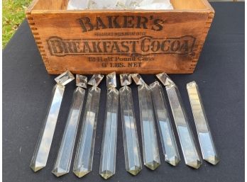 Antique Glass Lamp Prisms In Bakers Advertising Box