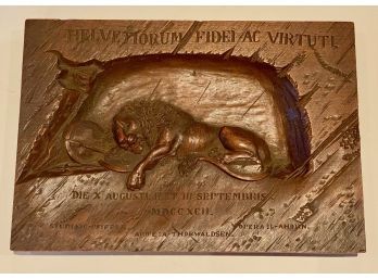 HELVETIORUM FIDEI AC VIRTUTI Wood Carved Lion - Lucerne French Revolution.