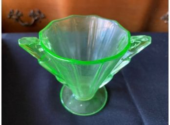 Vaseline Glass Two Handled Cup/Vase