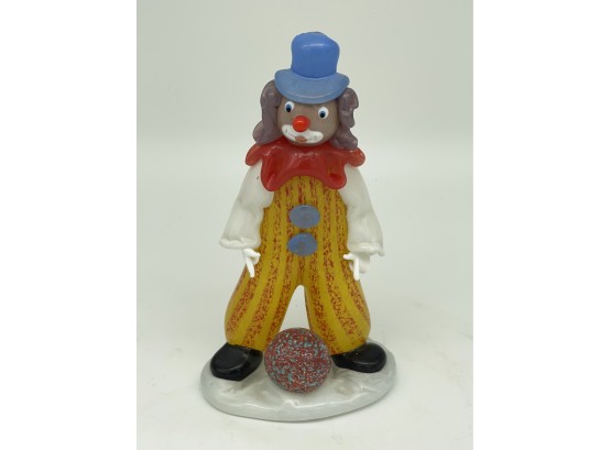 Art Glass Colorful Clown Signed Sculpture