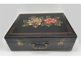 Vintage Hand Painted Box With Floral Design In Good Shape