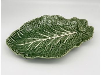 Bordallo Pinheiro Made In Portugal Green Cabbage Leaf Serving Dish
