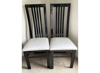Tall Back Asian-Inspired Black Lacquer Chairs