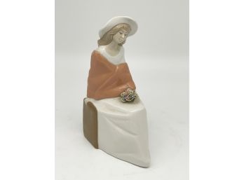 Spanish Porcelain By Marco Ginero: Girl With Orange Shawl And Flowers
